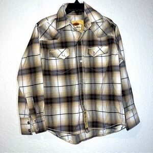 Larry Mahan plaid cowboy collection pearl snap button down